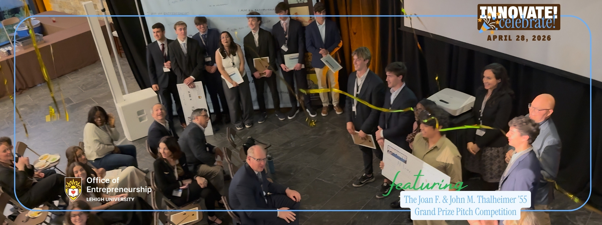 Streamers fly as JR Perez is awarded a giant check as the winner of the 2026 Eureka! Grand Prize competition
