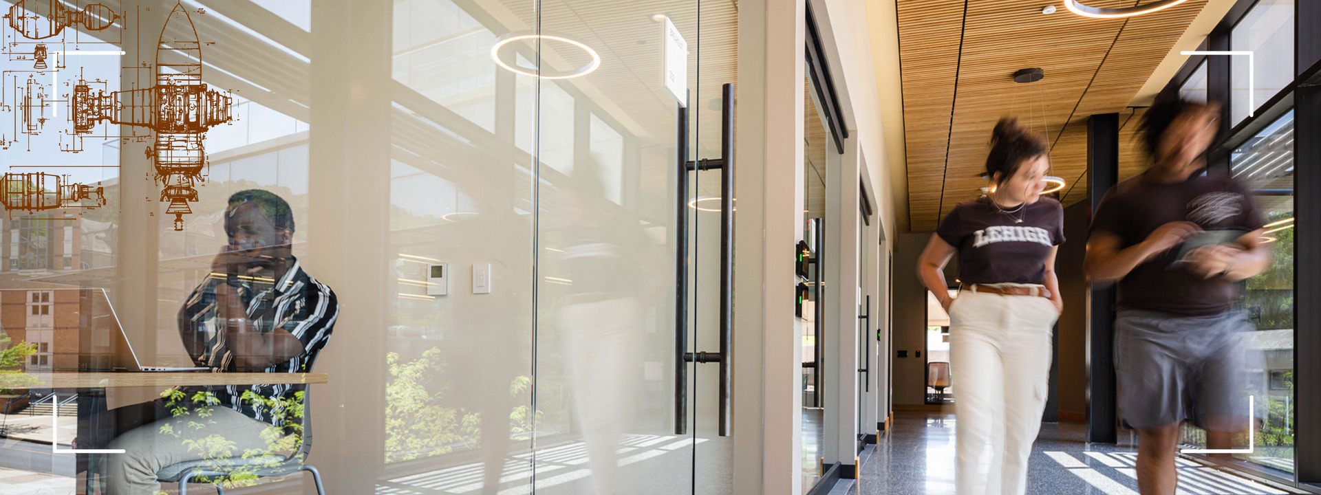 People walk through the halls of Lehigh Ventures Lab