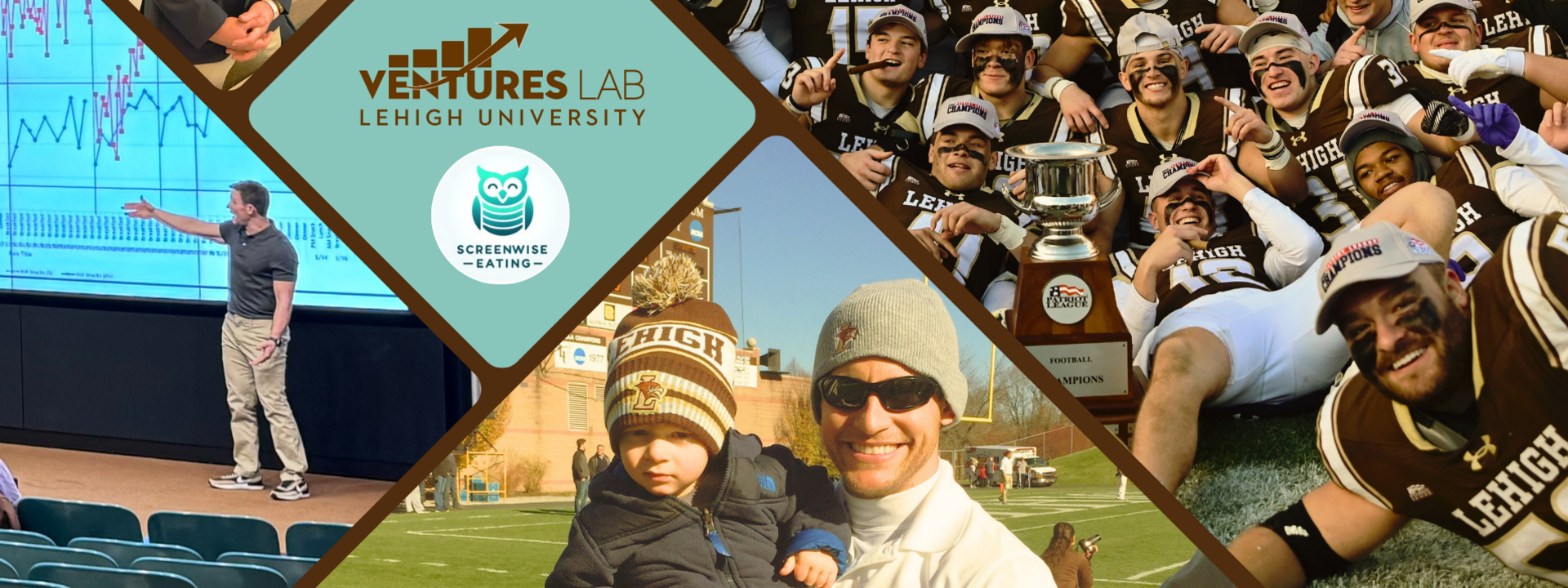 a montage of Screenwise Eating founders and their Lehigh Football experience