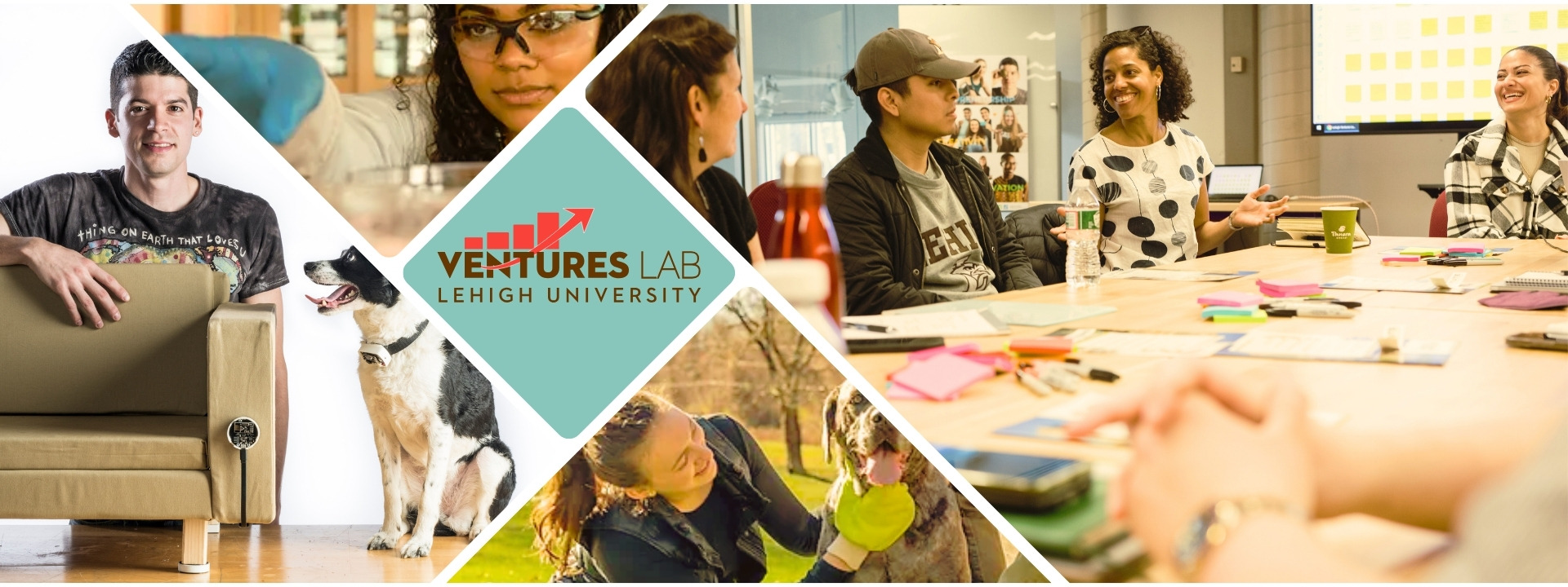 a montage of Lehigh Ventures Lab images and the Ventures Lab logo
