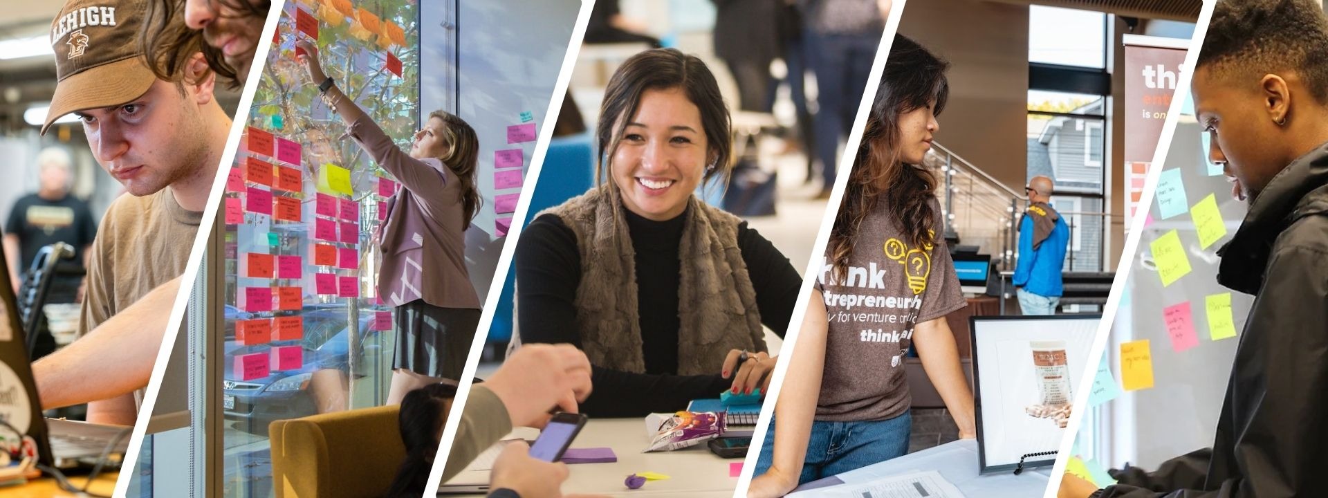 a series of photos that depict entrepreneurial activities from Lehigh