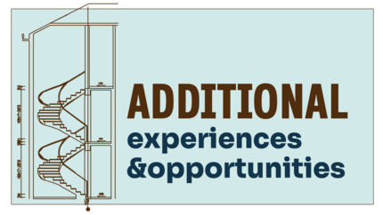 additional experiences and opportunities with a blueprint of winding stairs