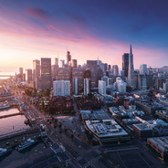San Francisco Bay Area skyline at dusk